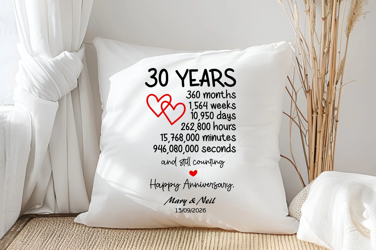 30 Year Anniversary Cushion – A Thoughtful Keepsake from Fou Tees