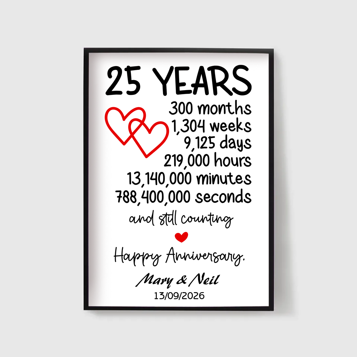 25 Year Anniversary Framed Design – Classic A4 Ready-to-Display Print