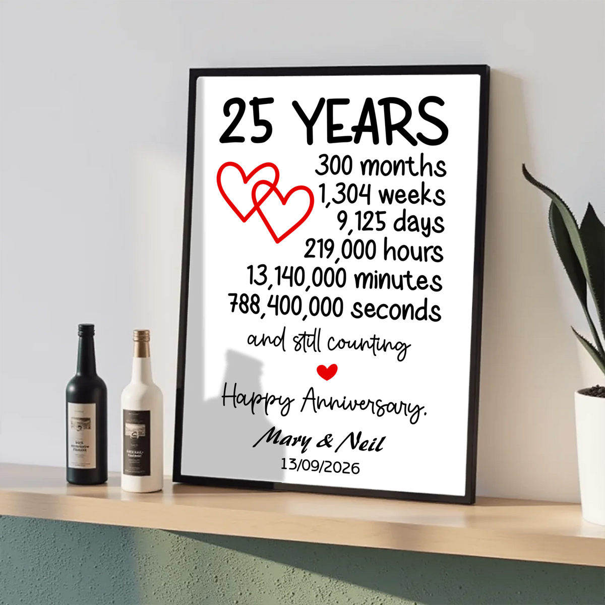 25 Year Anniversary Framed Design – Classic A4 Ready-to-Display Print