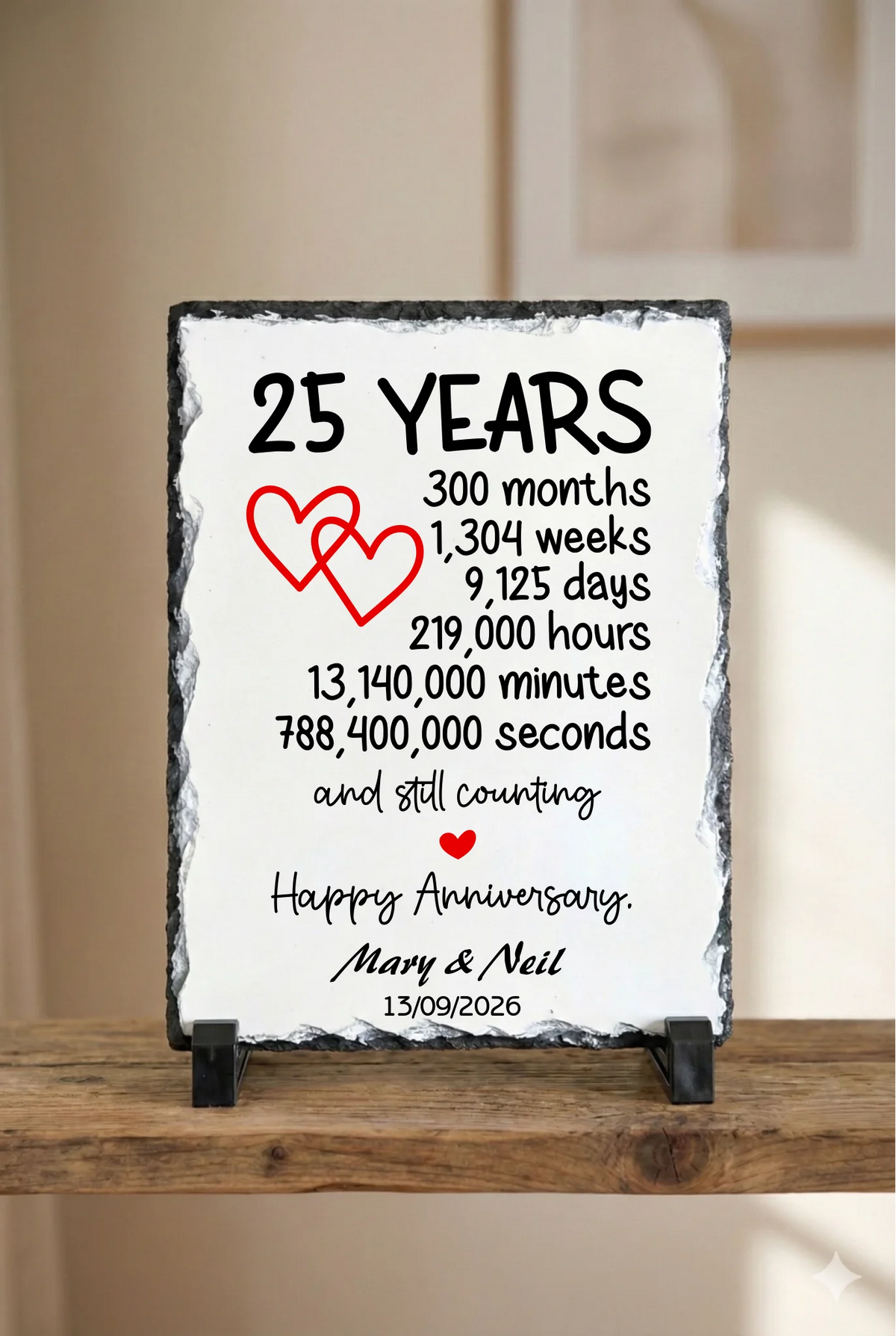 25 Year Anniversary Slate – Timeless Natural Stone Keepsake from Fou Tees Ireland