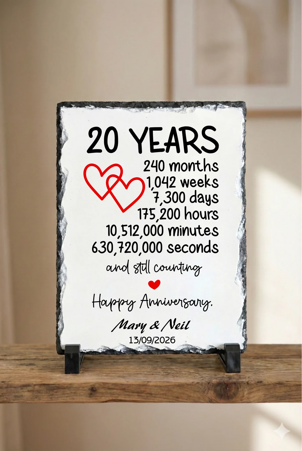20 Year Anniversary Slate – Natural Stone Keepsake from Fou Tees Ireland