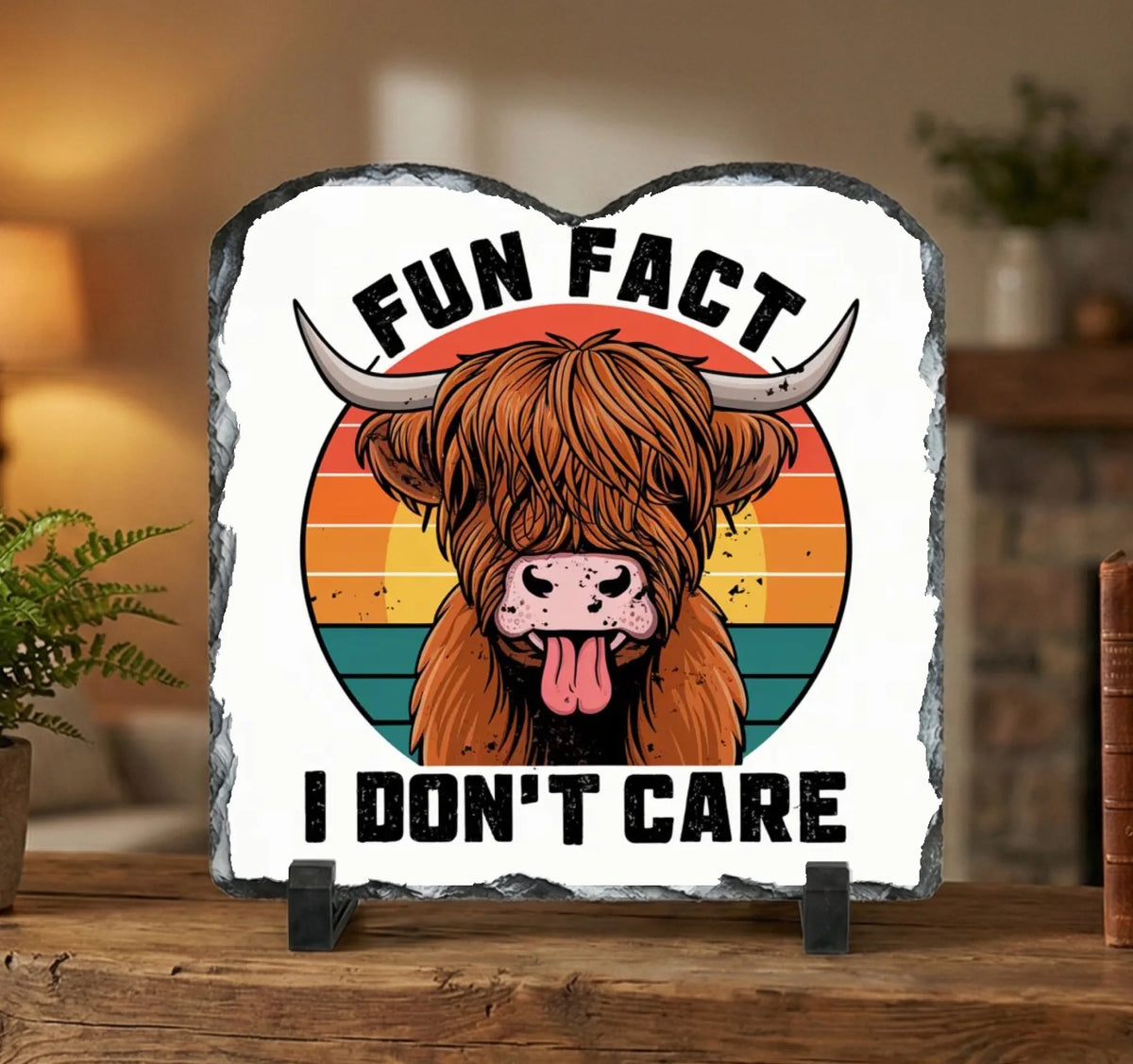 Fun Fact I Don't Care - Curved Top Slate | Fou Tees Ireland