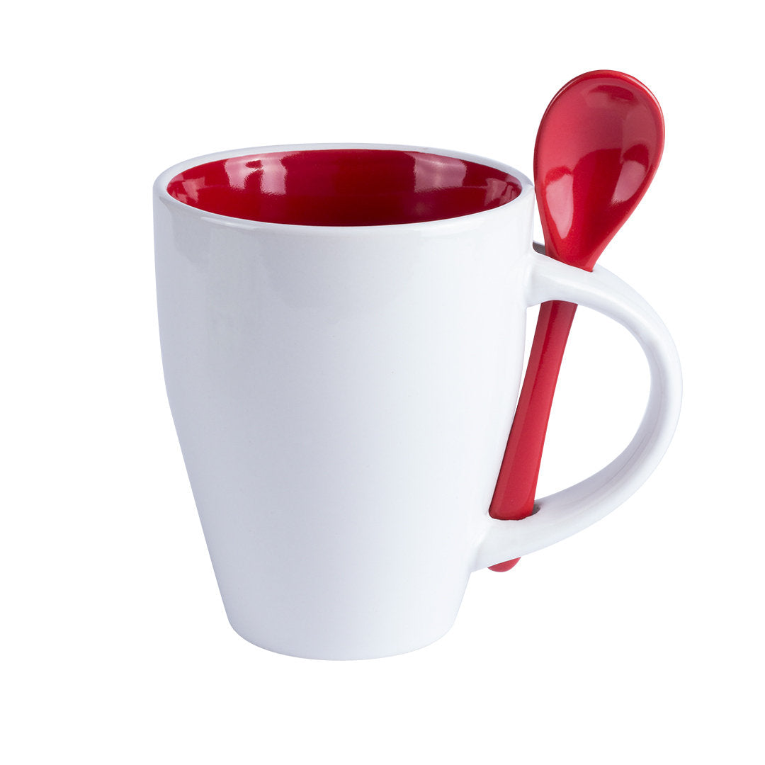 Cotes Ceramic Mug – Vibrant 350ml Mug with Matching Spoon