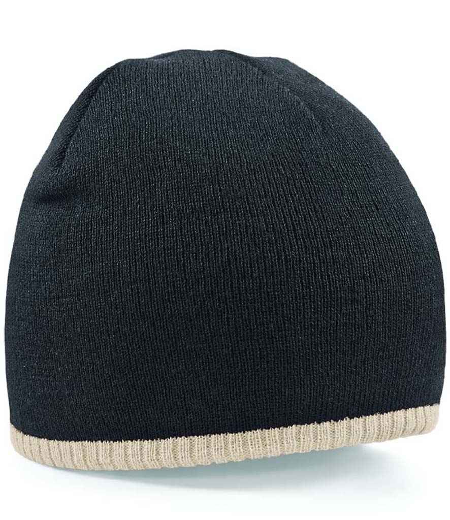 Beechfield Two Tone Pull-On Beanie – Stylish and Warm Headwear Black/Stone ONE