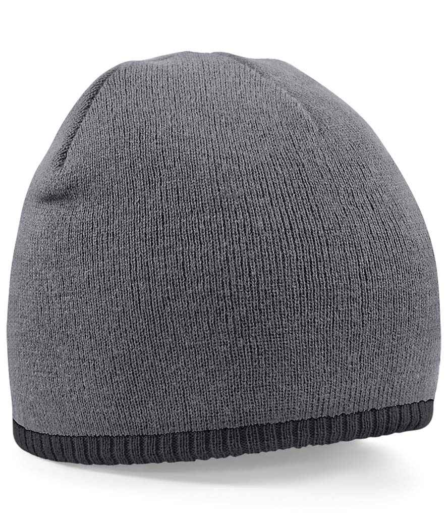 Beechfield Two Tone Pull-On Beanie – Stylish and Warm Headwear Graphite Grey/Black ONE