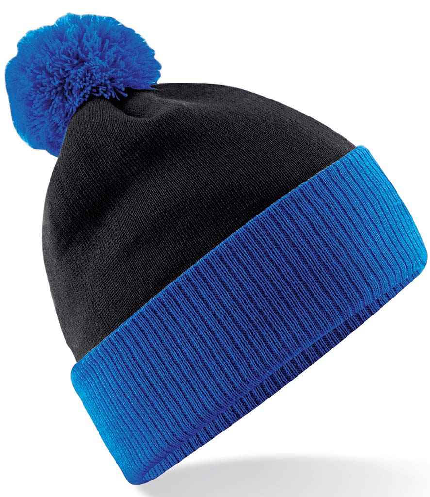 Beechfield Snowstar Two Tone Beanie – Stylish and Warm Headwear Black/Bright Royal ONE