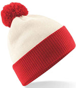 Beechfield Snowstar Two Tone Beanie – Stylish and Warm Headwear Off White/Bright Red ONE