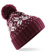 Beechfield Fair Isle Snowstar® Beanie - Classic Winter Headwear Burgundy/White ONE