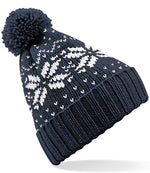 Beechfield Fair Isle Snowstar® Beanie - Classic Winter Headwear French Navy/White ONE