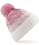 Beechfield Ombré Pom Pom Beanie – Warm and Stylish Headwear Dusky Pink/Off White ONE