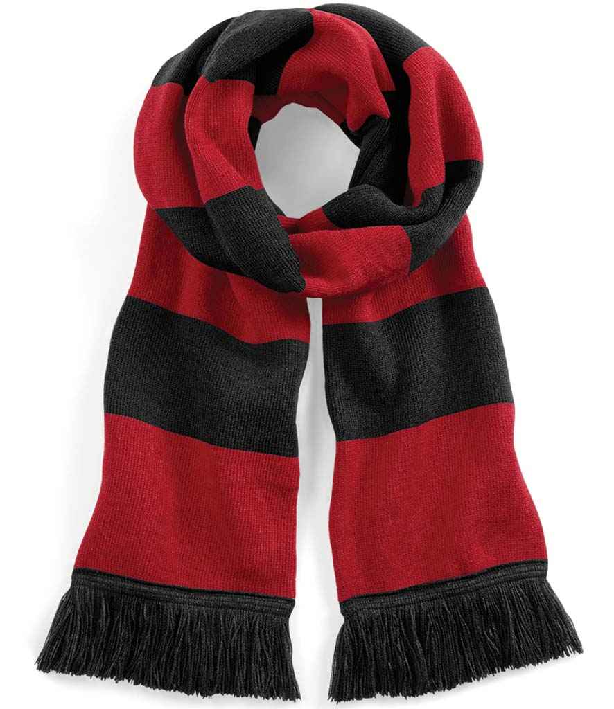Beechfield Stadium Scarf – Quality Double Layer Knit Scarf Black/Classic Red ONE