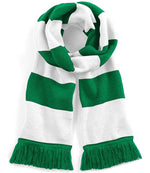 Beechfield Stadium Scarf – Quality Double Layer Knit Scarf Kelly Green/White ONE