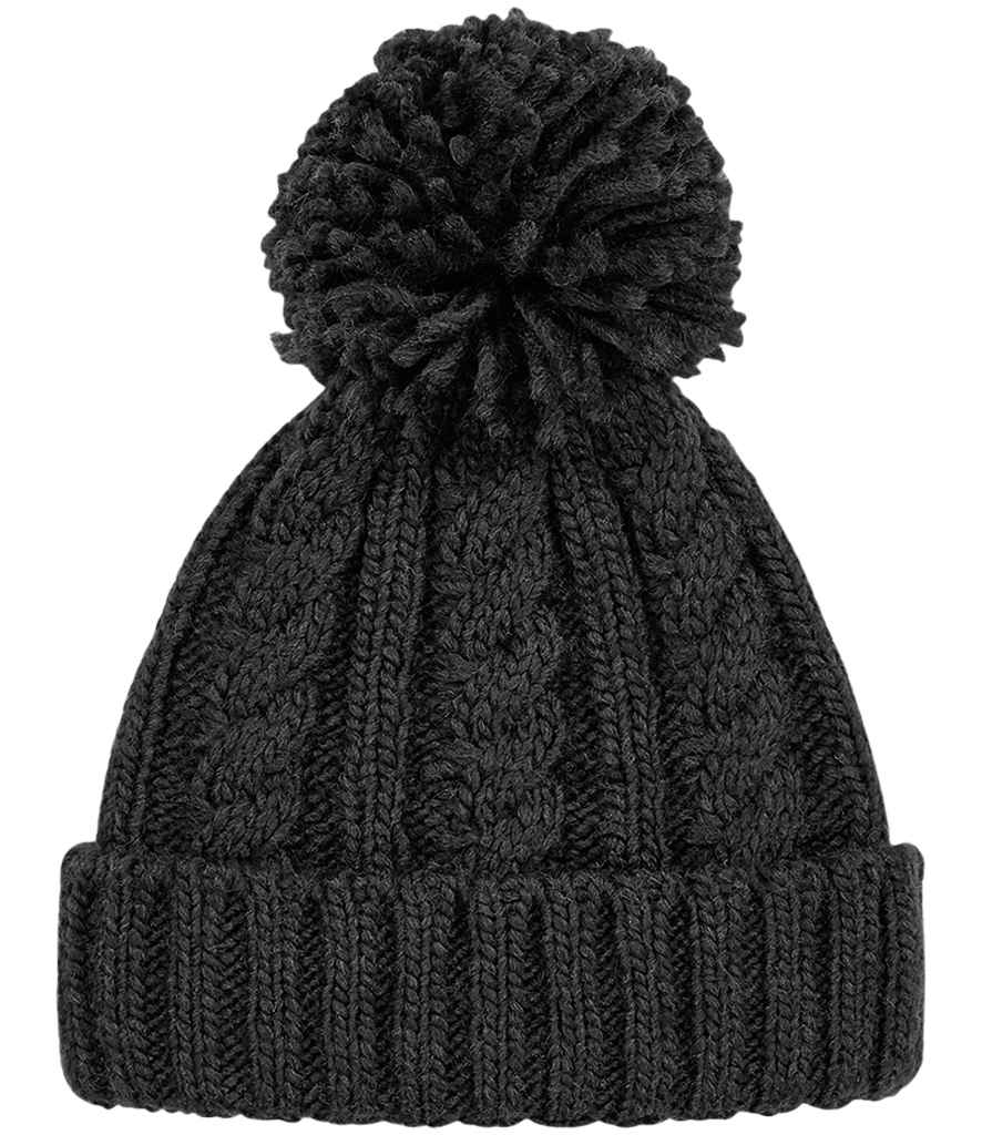 Beechfield Cable Knit Melange Beanie – Warm and Stylish Headwear Black ONE