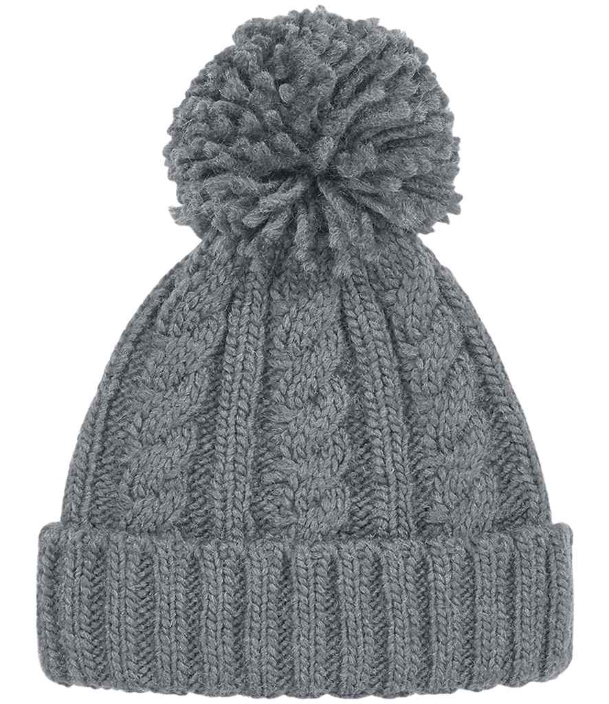 Beechfield Cable Knit Melange Beanie – Warm and Stylish Headwear Light Grey ONE