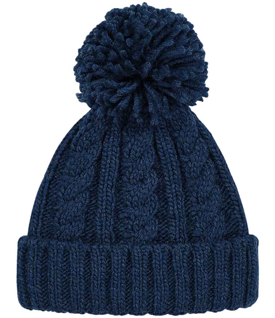 Beechfield Cable Knit Melange Beanie – Warm and Stylish Headwear Navy ONE