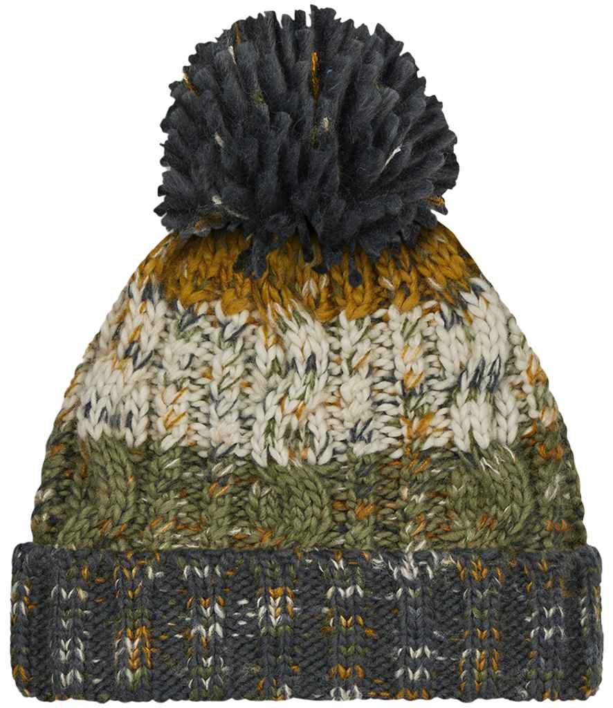 Beechfield Corkscrew Pom Pom Beanie – Warm and Stylish Headwear from Fou Tees Ireland Autumn Moss ONE