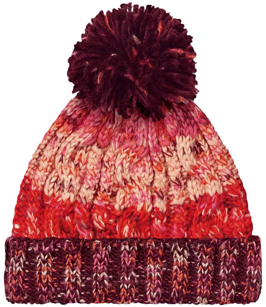 Beechfield Corkscrew Pom Pom Beanie – Warm and Stylish Headwear from Fou Tees Ireland Cherry Sherbet ONE