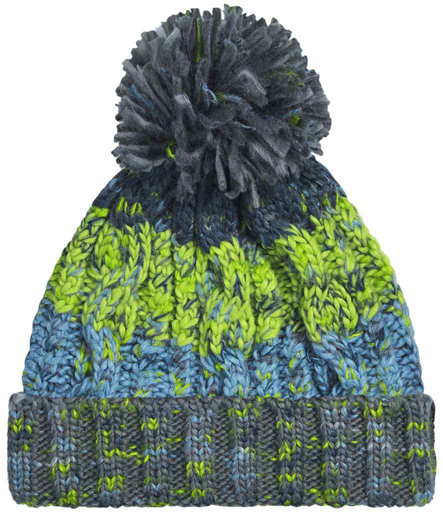 Beechfield Corkscrew Pom Pom Beanie – Warm and Stylish Headwear from Fou Tees Ireland Electric Grey ONE