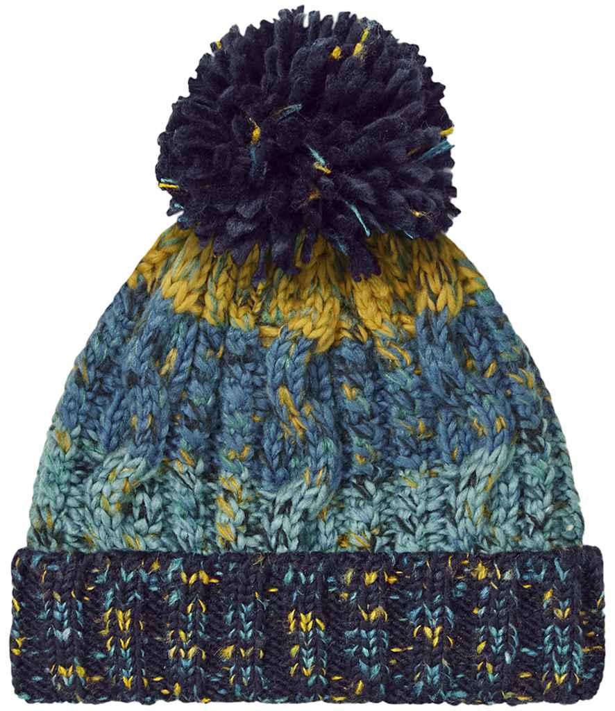 Beechfield Corkscrew Pom Pom Beanie – Warm and Stylish Headwear from Fou Tees Ireland Marina Splash ONE