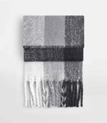 Beechfield Fluffy Check Scarf – Soft, Oversized Eco-Friendly Scarf Grey Check ONE