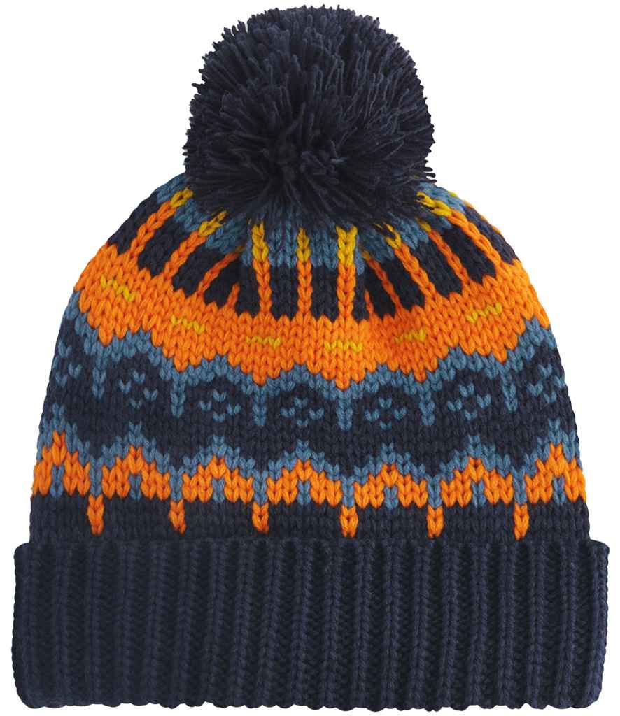 Beechfield Retro Ski Beanie – Classic Eco-Friendly Winter Headwear Blazing Blue ONE