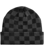 Beechfield Checkerboard Beanie – Stylish Eco-Friendly Headwear Black/Charcoal ONE