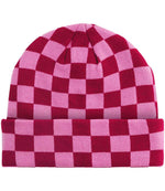Beechfield Checkerboard Beanie – Stylish Eco-Friendly Headwear Classic Red/True Pink ONE