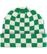 Beechfield Checkerboard Beanie – Stylish Eco-Friendly Headwear Kelly Green/Off White ONE