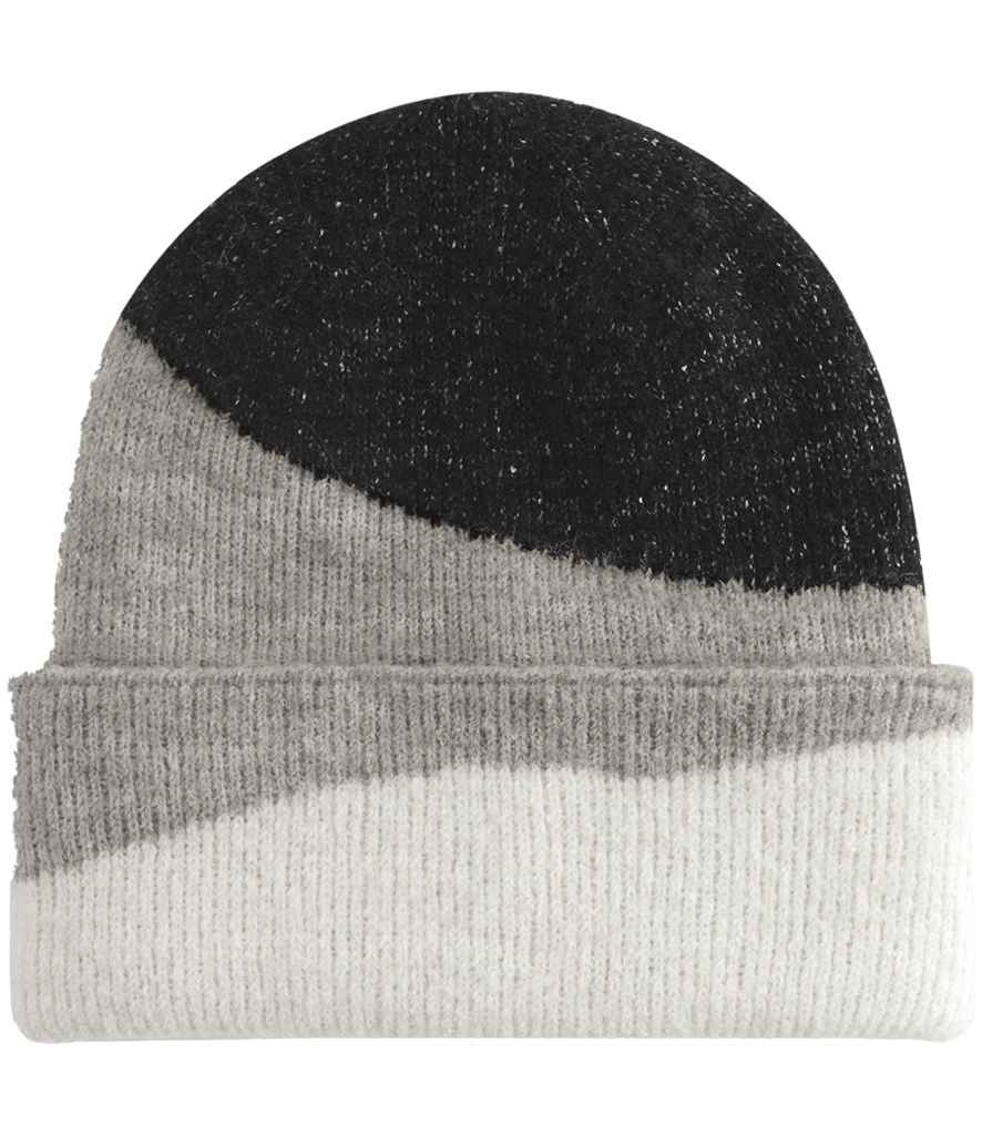 Beechfield Soft Wave Beanie – Comfortable and Stylish Headwear Black/Light Grey/Soft White ONE
