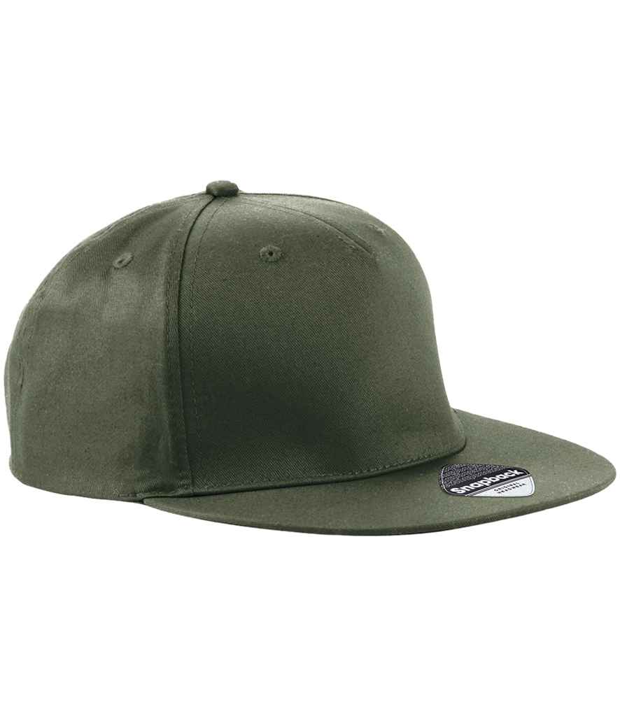 Beechfield 5 Panel Snapback Rapper Cap – Stylish and Durable Headwear Olive Green ONE