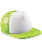 Beechfield Kids Vintage Snapback Trucker Cap – Stylish and Practical Headwear for Children Lime Green/White ONE