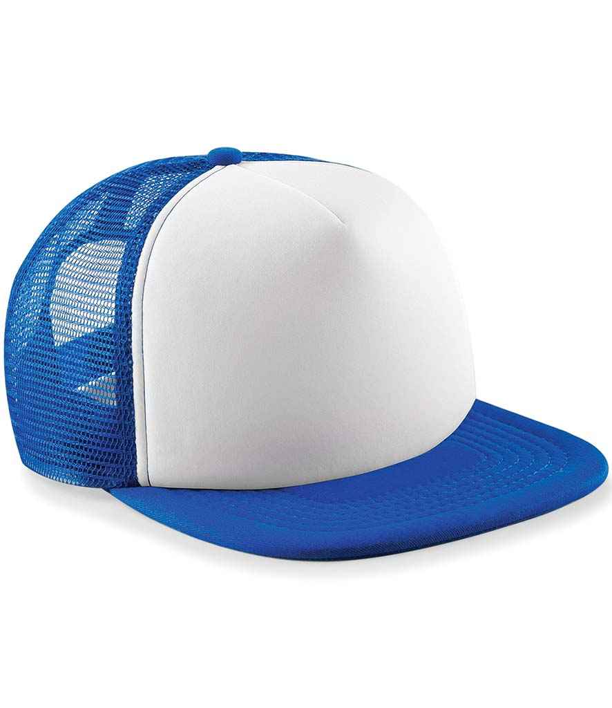 Beechfield Kids Vintage Snapback Trucker Cap – Stylish and Practical Headwear for Children Bright Royal/White ONE