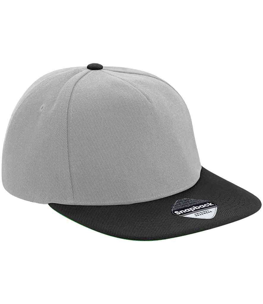 Beechfield Original Flat Peak Snapback Cap – Quality Promotional Headwear from Fou Tees Ireland Grey/Black ONE