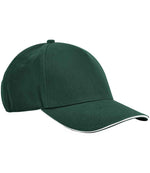 Organic Cotton Sandwich Peak Cap - Beechfield EarthAware® Classic Organic Cotton 5 Panel Sandwich Peak Cap Bottle Green/White ONE