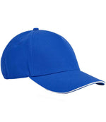 Organic Cotton Sandwich Peak Cap - Beechfield EarthAware® Classic Organic Cotton 5 Panel Sandwich Peak Cap Bright Royal/White ONE