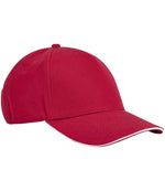 Organic Cotton Sandwich Peak Cap - Beechfield EarthAware® Classic Organic Cotton 5 Panel Sandwich Peak Cap Classic Red/White ONE