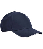 Organic Cotton Sandwich Peak Cap - Beechfield EarthAware® Classic Organic Cotton 5 Panel Sandwich Peak Cap French Navy/White ONE