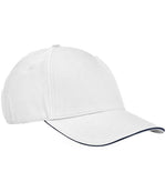 Organic Cotton Sandwich Peak Cap - Beechfield EarthAware® Classic Organic Cotton 5 Panel Sandwich Peak Cap White/French Navy ONE