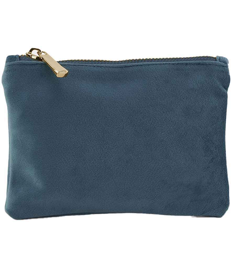 BagBase Velvet Accessory Pouch – Stylish and Sustainable Storage Solution Blue Topaz L