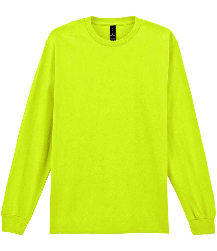 Gildan Ultra Cotton Long Sleeve T-Shirt for Irish Businesses and Events Safety Green 5XL