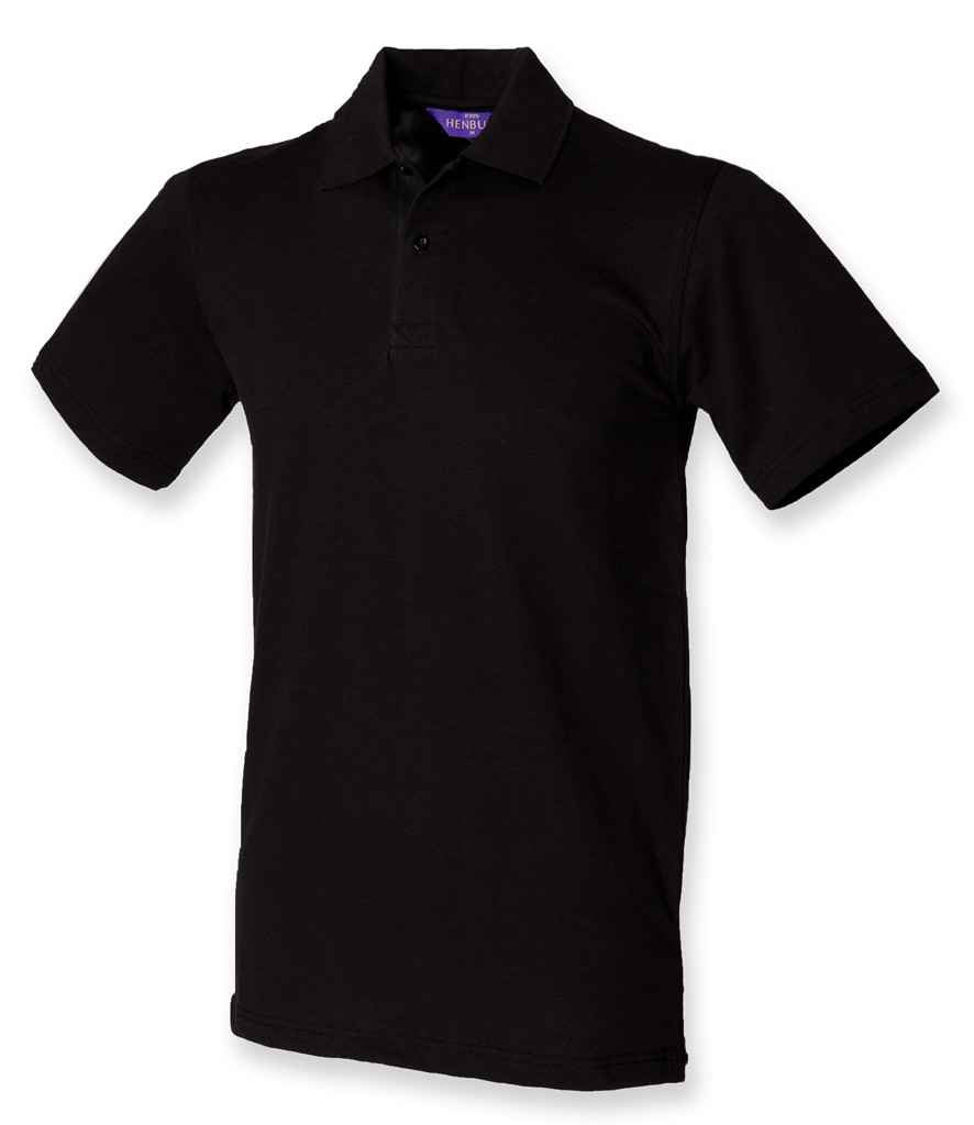 Henbury Unisex Stretch Cotton Piqué Polo Shirt Black XXL