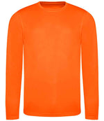 AWDis Cool Long Sleeve Wicking T-Shirt – Breathable & UV Protective Performance Wear Electric Orange XXL