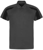 AWDis Cool Contrast Polo Shirt - Lightweight & Durable Polo for Irish Businesses Charcoal/Jet Black XXL