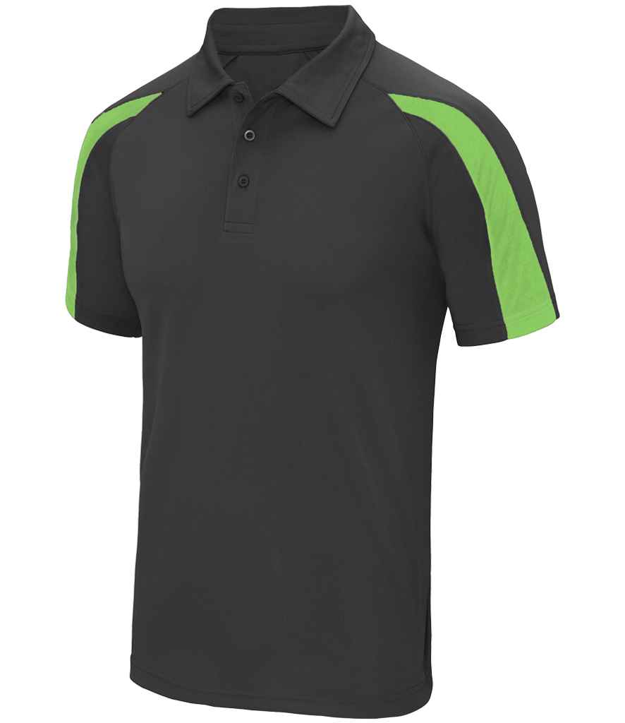 AWDis Cool Contrast Polo Shirt - Lightweight & Durable Polo for Irish Businesses Charcoal/Lime Green XXL