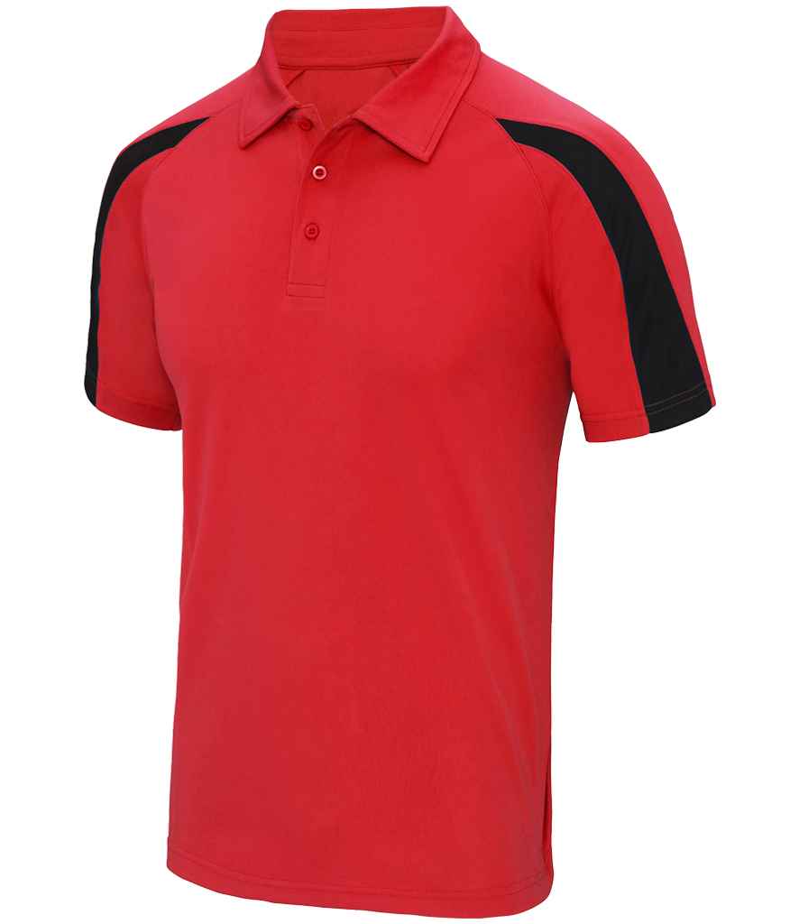 AWDis Cool Contrast Polo Shirt - Lightweight & Durable Polo for Irish Businesses Fire Red/Jet Black XXL