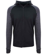 AWDis Cool Contrast Zoodie – Lightweight Performance Hoodie for Irish Businesses Black/Black Slate Melange XXL