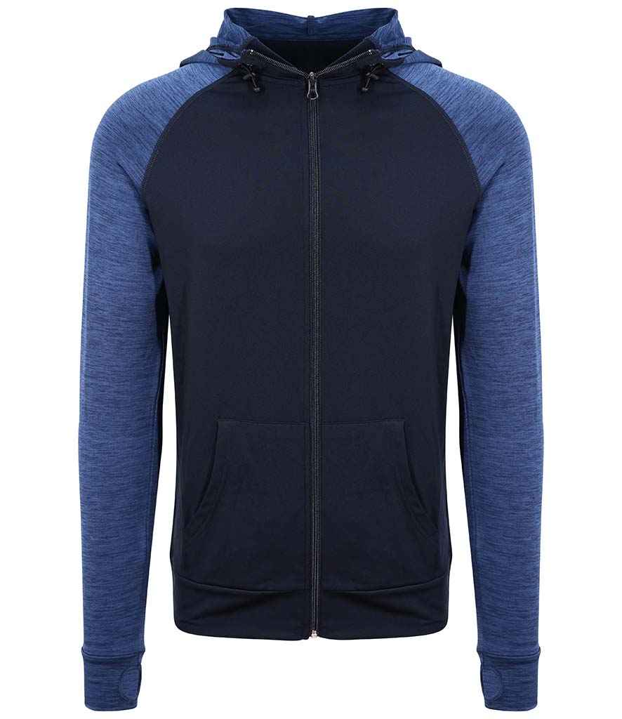 AWDis Cool Contrast Zoodie – Lightweight Performance Hoodie for Irish Businesses Navy/Navy Melange XXL