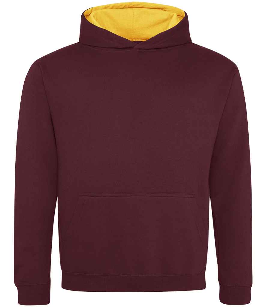 AWDis Kids Varsity Hoodie – Durable and Comfortable Children's Wear Burgundy/Gold 1213