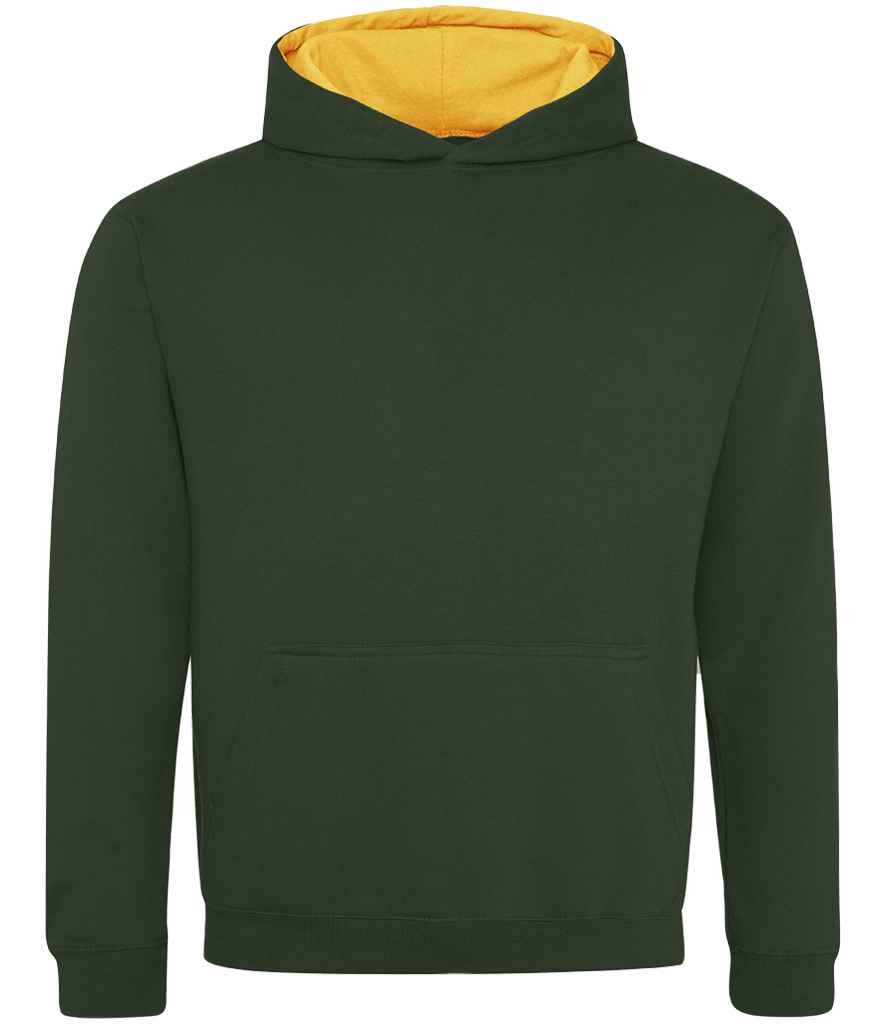 AWDis Kids Varsity Hoodie – Durable and Comfortable Children's Wear Forest Green/Gold 1213