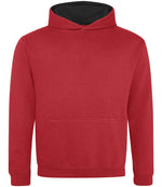 AWDis Kids Varsity Hoodie - Comfortable and Durable Children's Hoodie Fire Red/Jet Black 1213